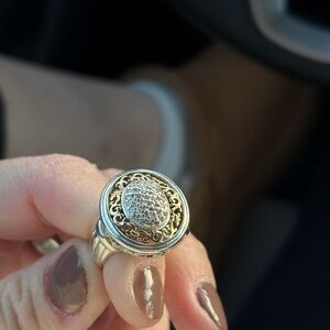 14k gold and sterling silver ring with lab grown diamonds